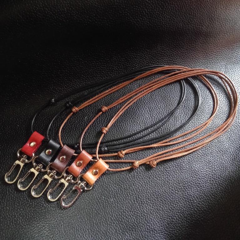 Kalung tali korea bandul kulit plus kaitan Lanyard Id Card Name Tag