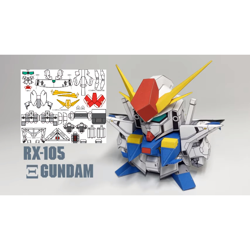 Pola kertas DIY Papercraft Gundam SD Rx-105