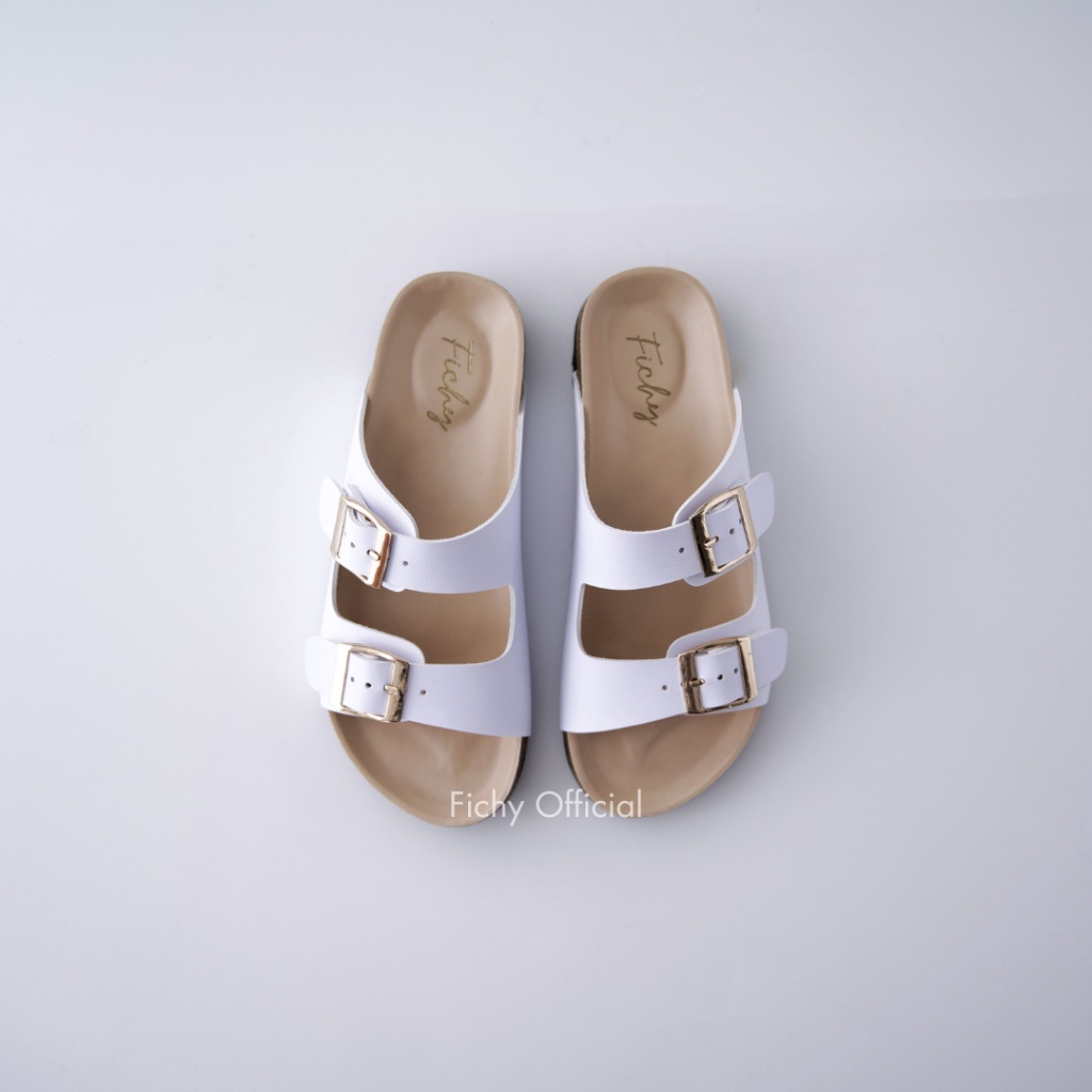 SHOPEE MALL Fichy  CANDY WHITE  FREE DUSTBAG Sandal Wanita  Footbed  Birken  Sandal Murah  Sandal Wa