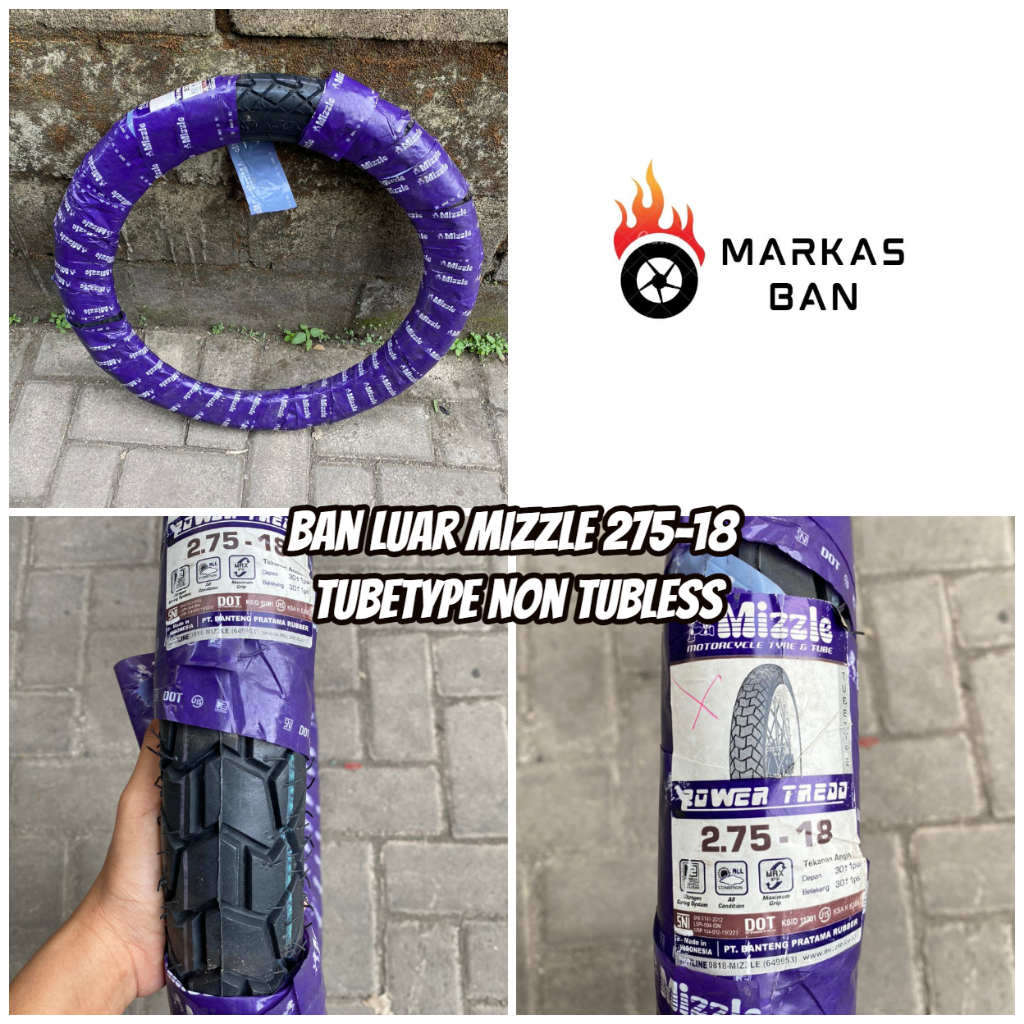 BAN LUAR MIZZLE 275-18 POWER TREDD NON TUBLESS BAN MOTOR RING 18 || BAN LUAR MIZZLE 275-18 TUBETYPE 