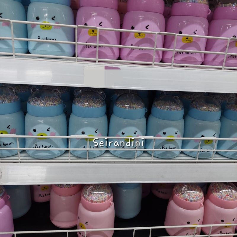 Botol Minum Gelas Kaca Pet Bear Cute Lucu 380ML Kado Hadiah Unik MR DIY