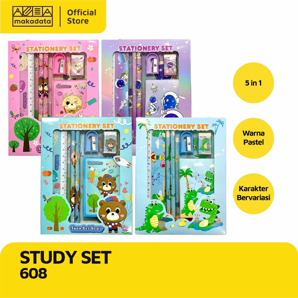 

STATIONERY SET / STUDY SET / PAKET ALAT TULIS KARAKTER 608 MURAH