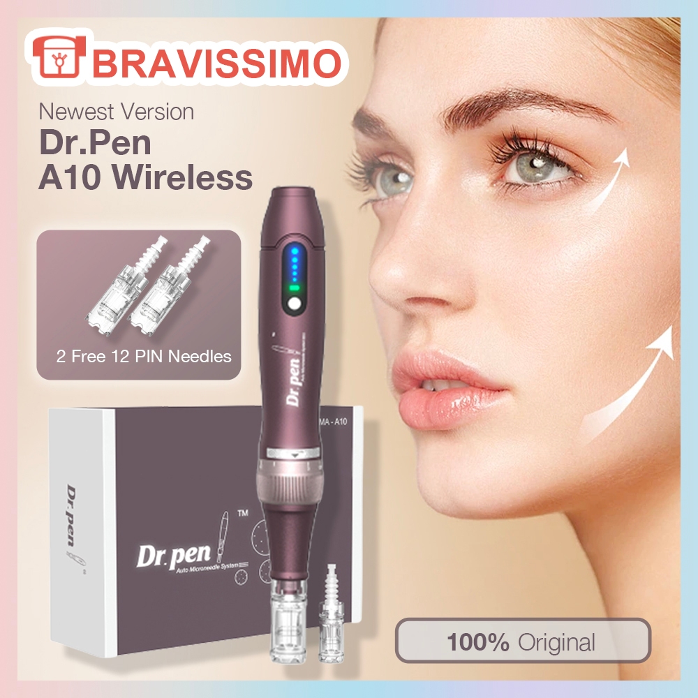 sHopYi- 100% ORINewest 2023 Dr.Pen A10 Electric Wireless Nano-Needle DERMAPEN A10-W MTS Alat BB Glow
