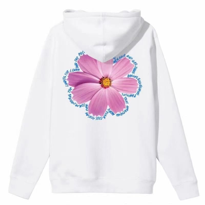 STUSSY Classic Circle Cosmos Flower White Hoodie Pullover Hoodie - ORI