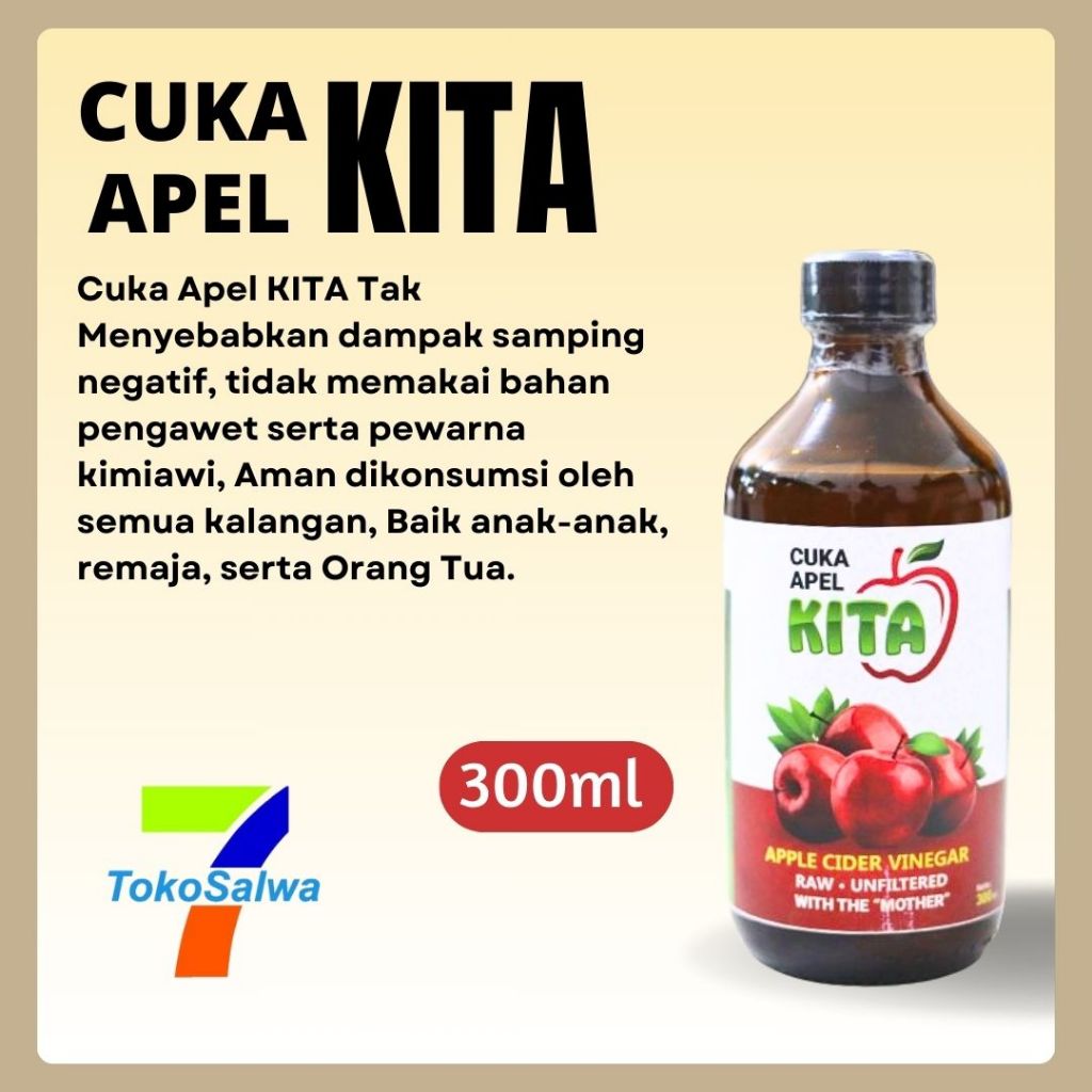 

Cuka Apel Kita 100% Alami 300ml Natural Apple Cider Vinegar Tanpa Pengawet