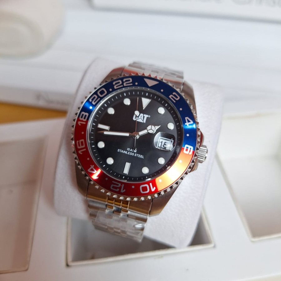 JAM TANGAN PRIA CATERPILLAR CAT AO.141.11.128 SILVER BLUE RED ORIGINAL