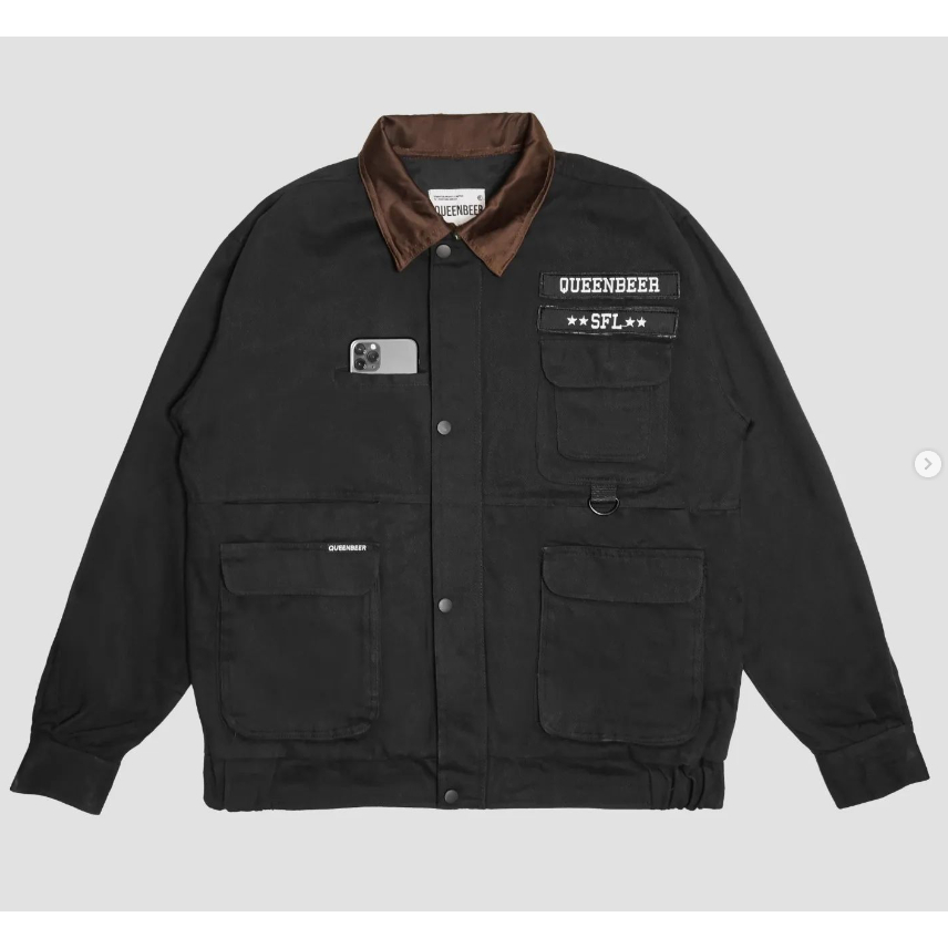 “CHLOE” BLACK Canvas Jacket queenbeer