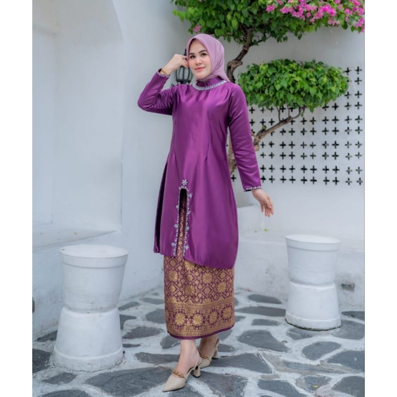 stelan kebaya tunik Melayu Aldi / kebaya Taffeta / baju kurung guru / kebaya jumbo / kebaya ibu besa