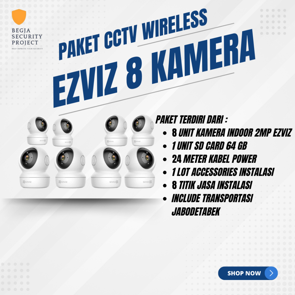 PAKET CCTV Wireless Ezviz Indoor 8 Kamera C6N