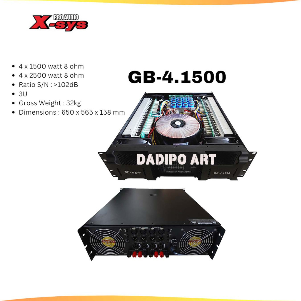 X-Sys Power Amplifier GB4 1500 GB-4 1500 Gb 4 1500 4 Channel Original