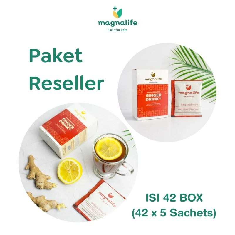 

[PAKET RESELLER] Magnalife - Ginger Drink+ Minuman Jahe Merah, Ekstrak Lemon, dan Bubuk Madu - 1 Karton isi 42 Box