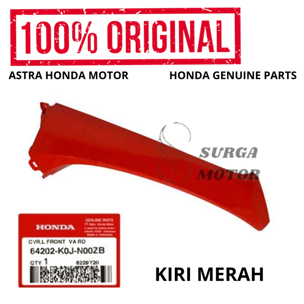 Cover Sayap Depan Kiri Bawah Merah Genio K0J Original Honda AHM 64202-K0J-N00ZB Kover Left Front Red