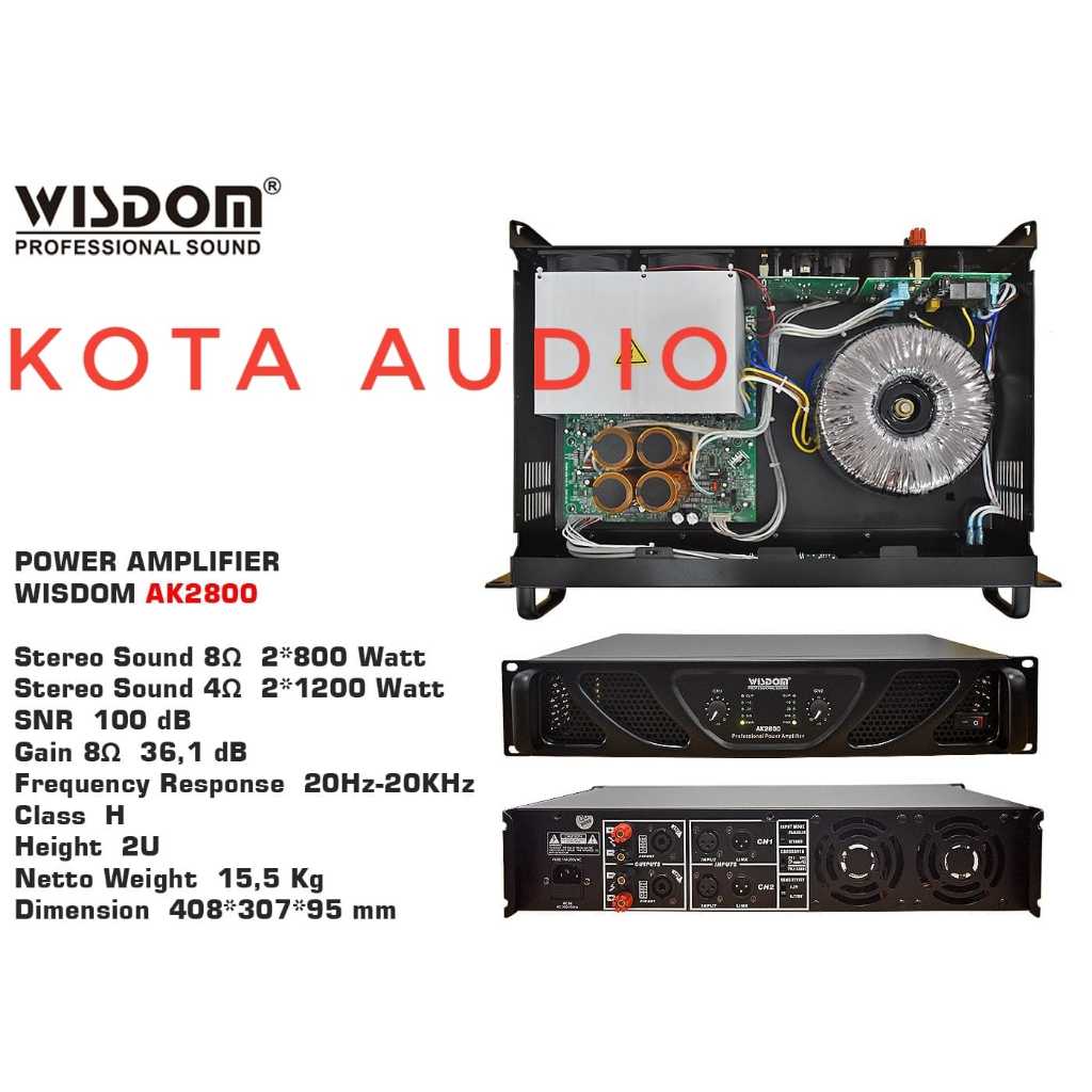 Power Wisdom AK2800 2-Channel Power Amplifier Wisdom Ak-2800/AK 2800