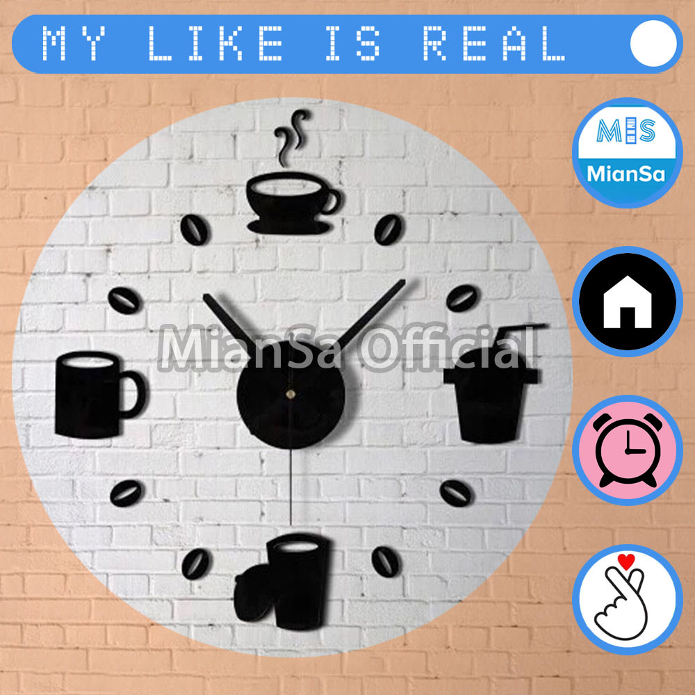 MIANSA | Jam Dinding Analog 3D DIY Model Cup Cangkir Ukuran Besar 70