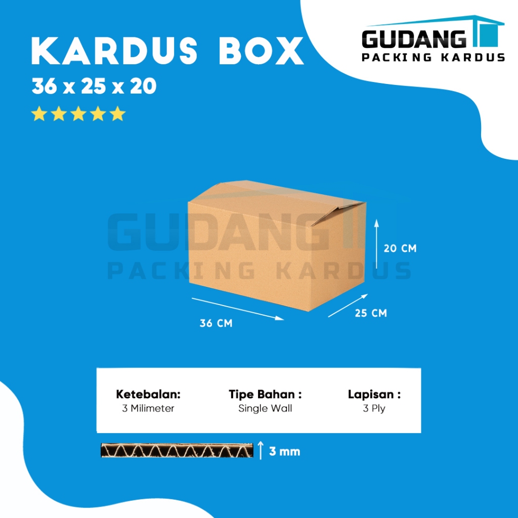 

Packing Kardus Karton Box Pindahan 36cm x 25cm x 20cm Box Polos