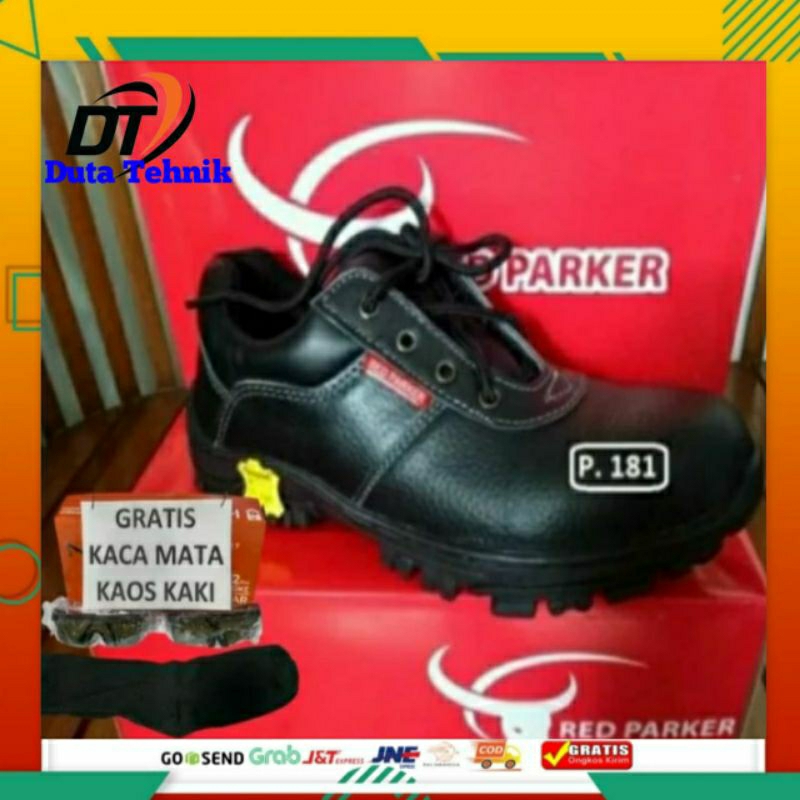 BONUS KAOS KAKI + KACAMAT SAFETY SEPATU SAFETY RED PARKER P 181 / SEPATU SAFETY RED PARKER / SEPATU 