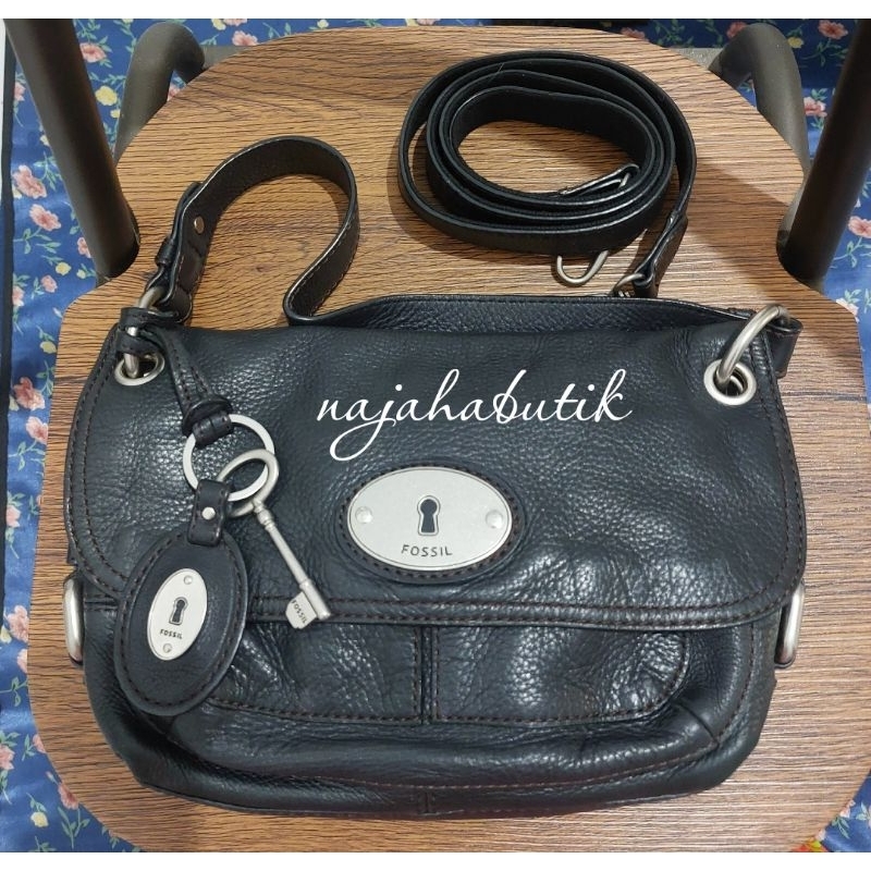 tas fossil maddox convertible black original authentic preloved