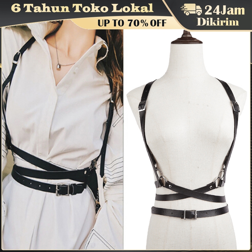 Wanita Bandage Vest Shaping Fashion Aksesoris Hitam / Body Belt Harness Fashion Pria Wanita