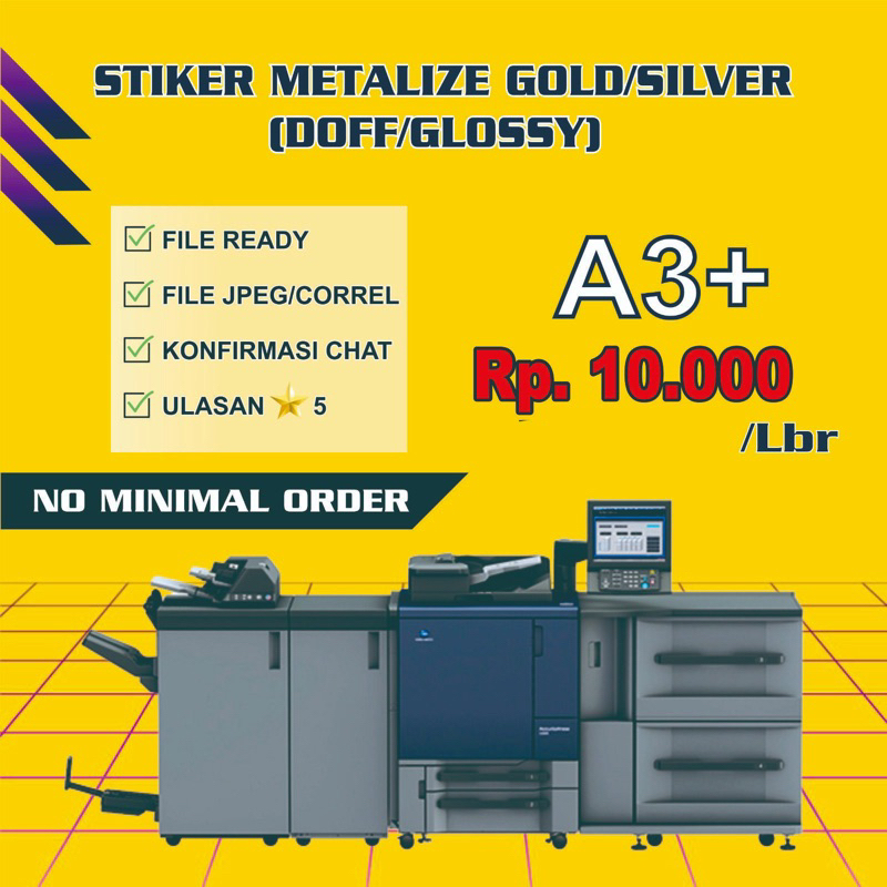 

STIKER METALIZE GOLD/SILVER DOFF/GLOSSY full collours termurah