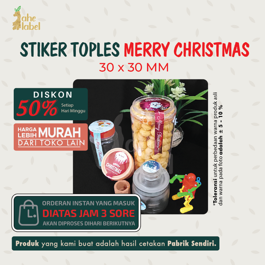 

Stiker Toples | Stiker Natal Merry Christmas | Sticker Bulat | Hampers