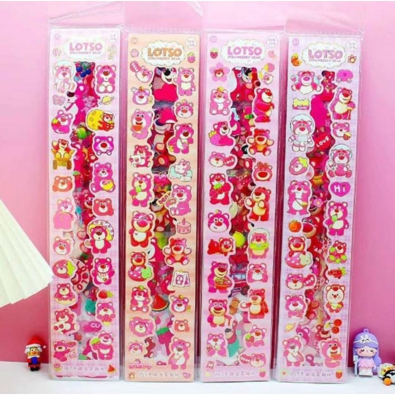 

20 Lembar Stiker Pack Panjang Mixue Lotso Barbie Momo Bahan PVC/Bening Anti Air Untuk Deco Buku/Botol/Casing Hp 1 Pack