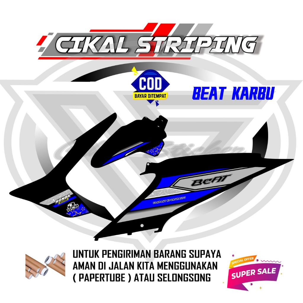 STRIPING VARIASI HONDA BEAT KARBU RACING SIMPEL STIKER01