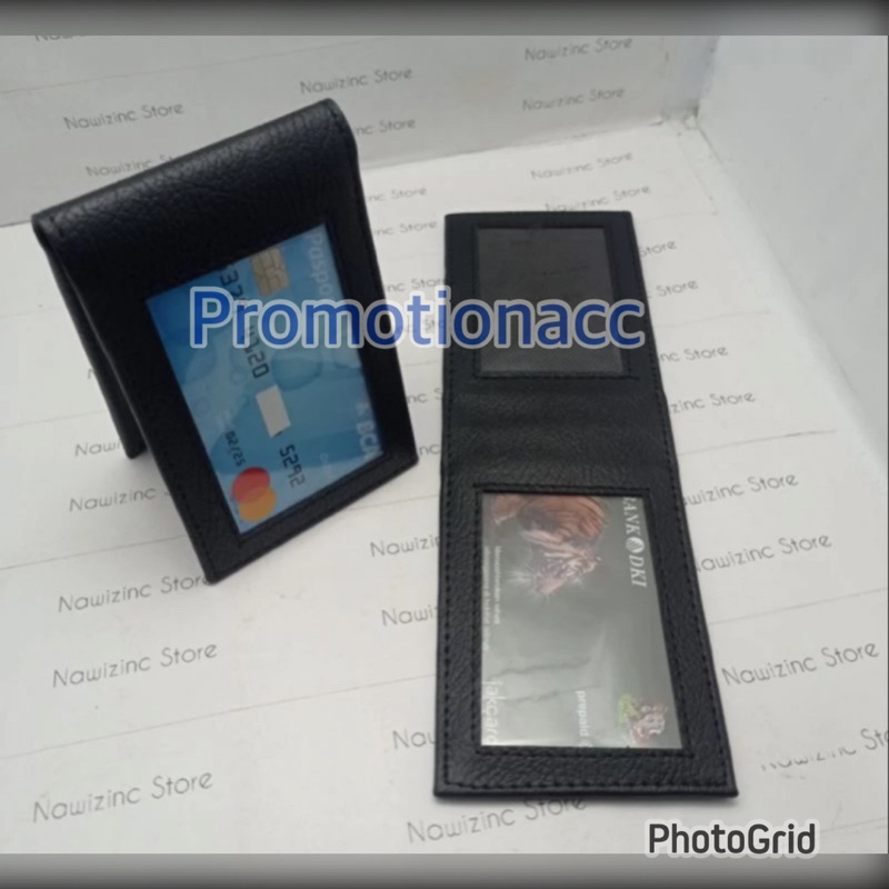 

Dompet Kartu ID Card Saku Kulit Magnet 2 sisi Hitam Dof PREMIUM