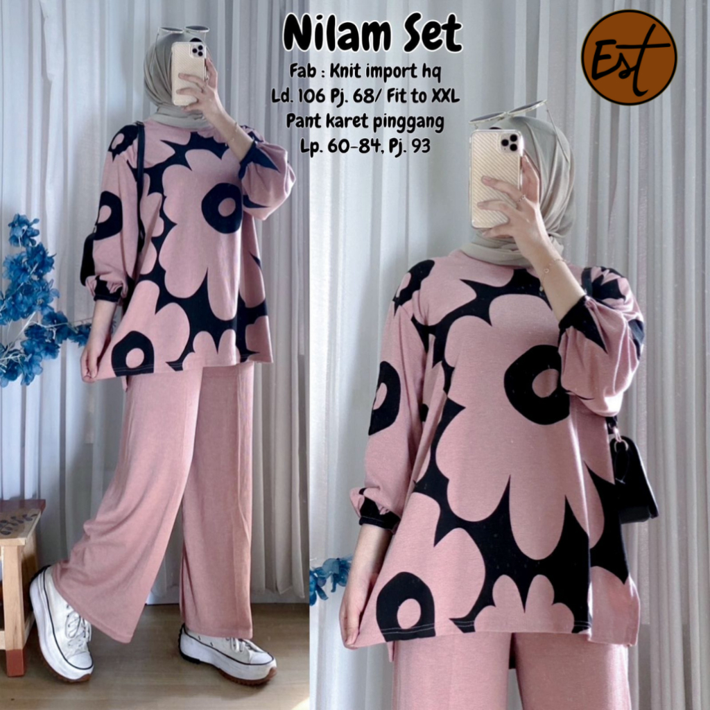 Estusae : Nilam Set Knit / One Set Celana Knit / Setelan Celana Knit / Setelan Celana Rajut