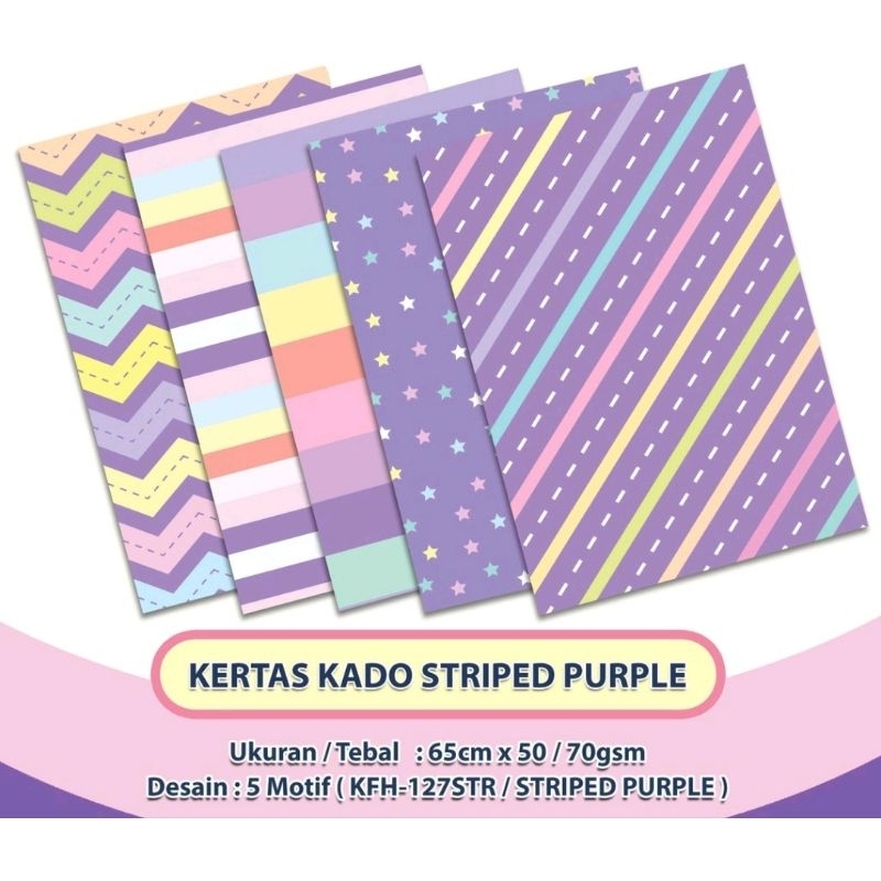 

Kertas Kado Squeezy Stripe Purple 10 Lembar & 50 Lembar (KFH-127STR)