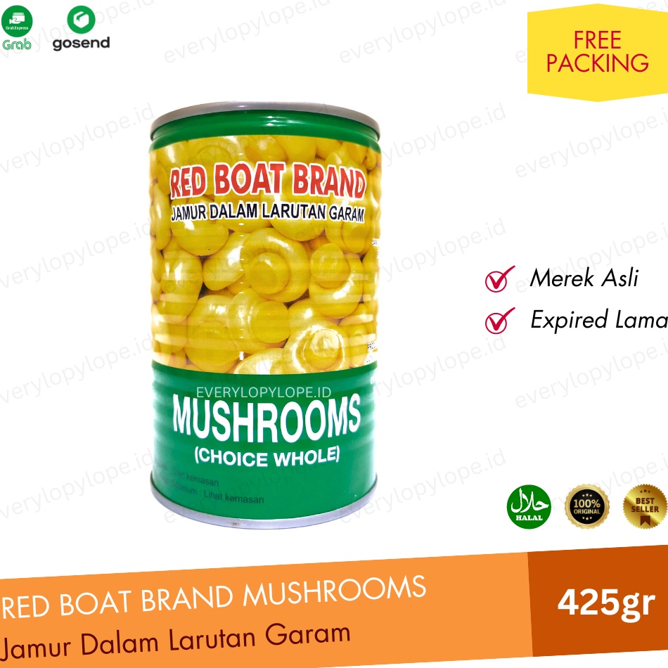 

ADR68 Jamur Kancing Kaleng Red Boat Brand 425gr Moku Mushrooms Champignons FGL