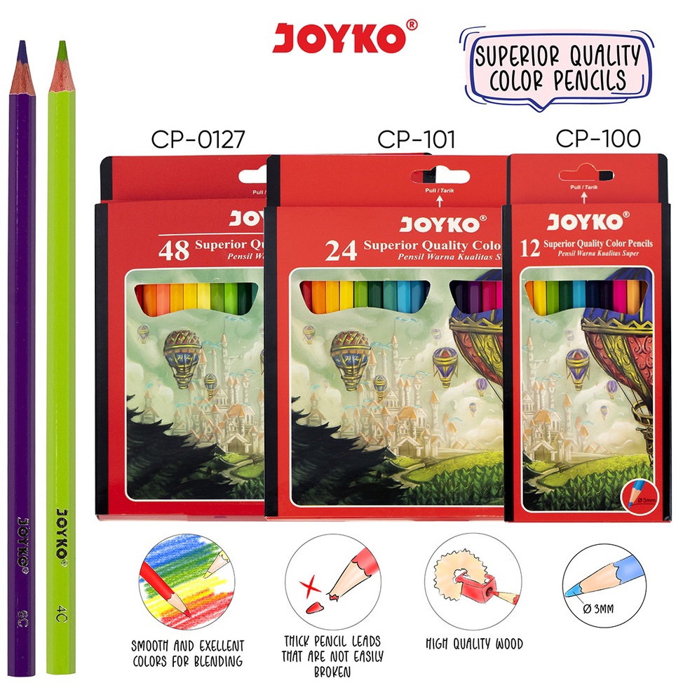 

ORTG7 Joyko Pensil Warna Superior Quality Color Pencils Hexagonal Grip NN