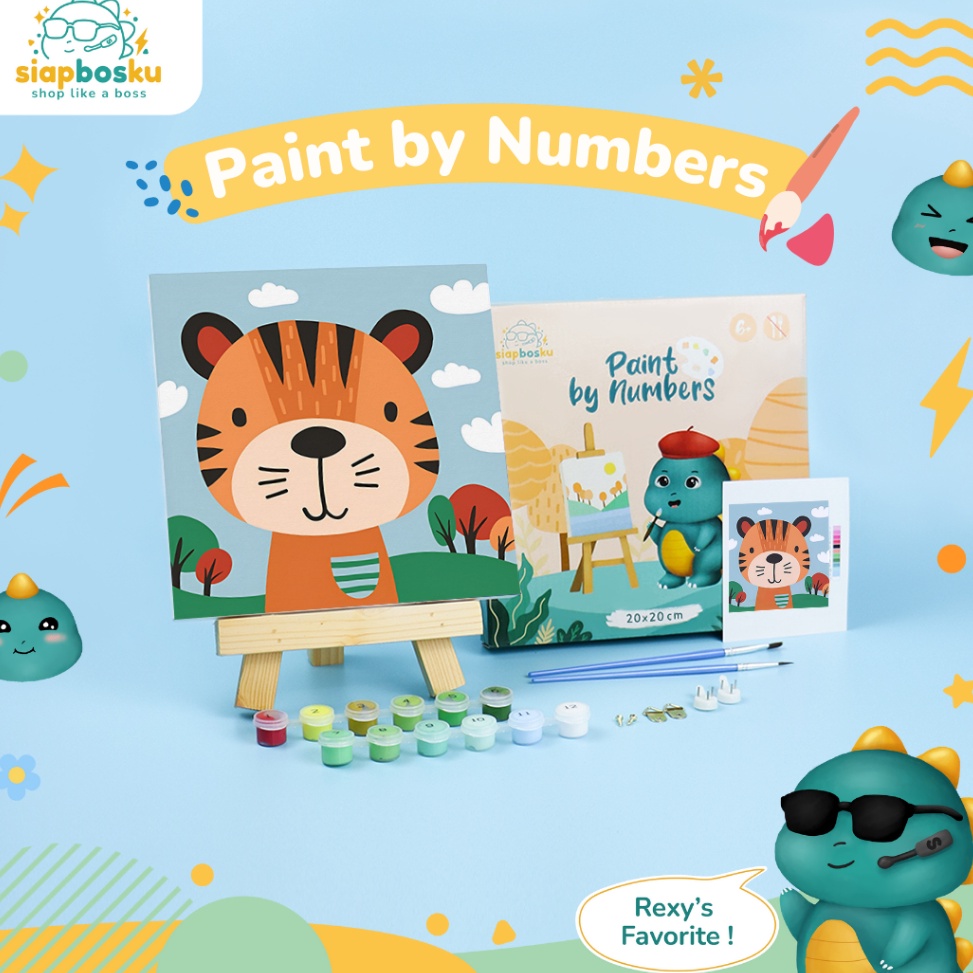 

ygns 18 KANVAS LUKIS UNTUK ANAK CANVAS PAINTING BY NUMBER FOR KIDS 2x2 CM TERMASUK CAT KUAS FRAME KAYU SIAP LUKIS ANIMAL 1 SERIES Y9B