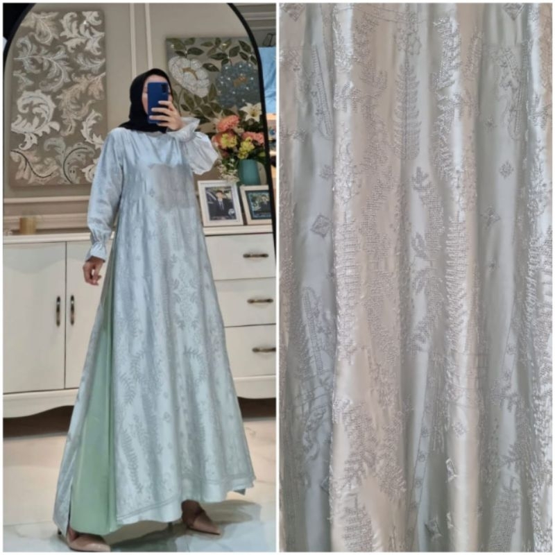 Gamis Malaysia bahan armanisilk bordir mix armanisilk polos Ori by Edness kayla