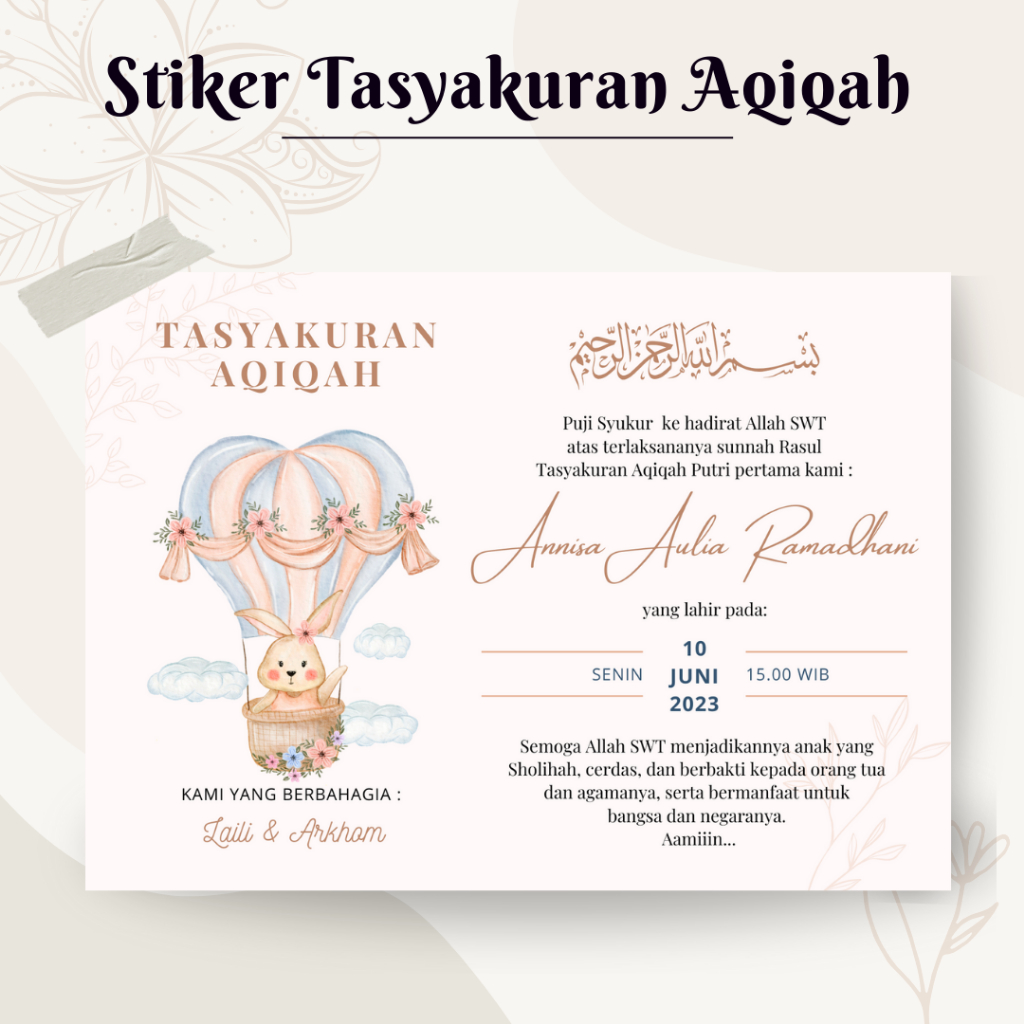

STIKER LABEL TASYAKURAN AQIQAH BAYI PEREMPUAN/LAKI-LAKI AESTHETIC FREE DESAIN
