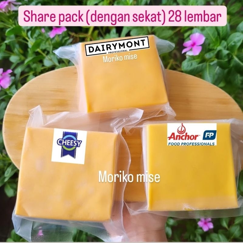 

[ SHARE PACK 28 lembar ] ANCHOR red cheddar slice CHEESY / DAIRYMONT red cheddar sliced slices mac and cheese keju oranye melted orange cheese keju merah