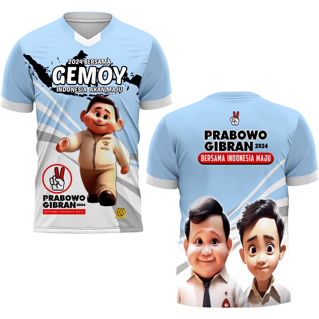 Kaos Jersey Relawan Prabowo-Gibran CAPRES 2024 Biru Langit Muda