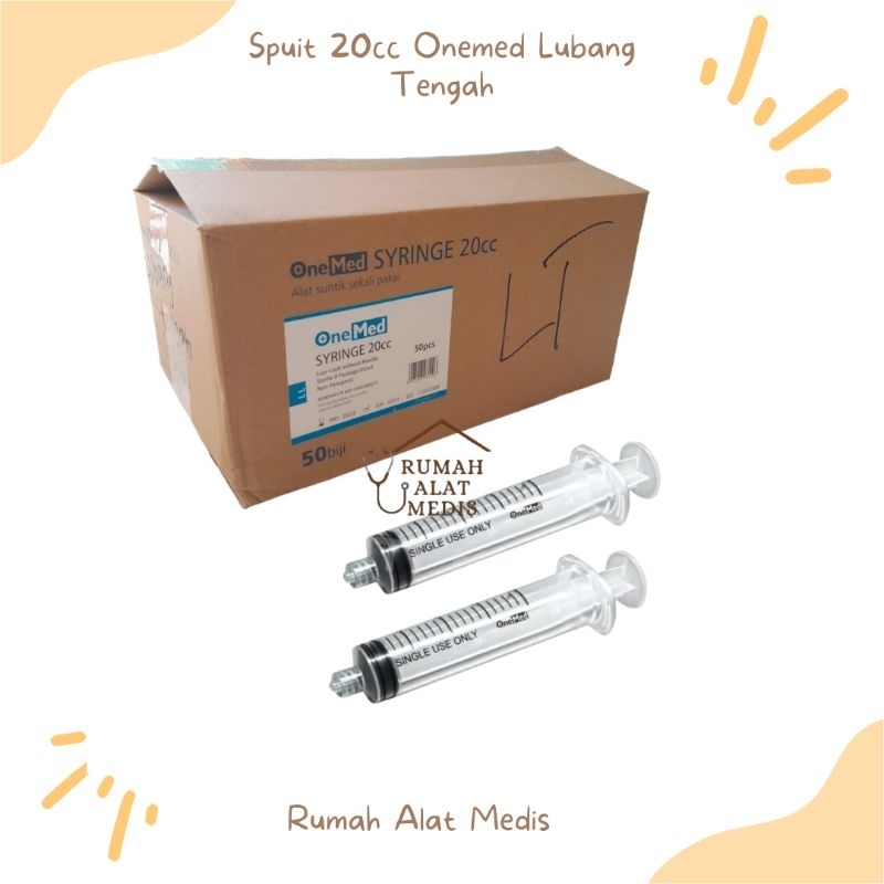 Per Box Spuit Onemed 20cc Lubang Tengah (LL) / Lubang Pinggir (EC) / Syringe Onemed 20cc