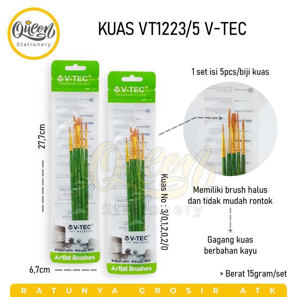 

1 SET KUAS VT1223/5 V-TEC KUAS LUKIS SET PAINT BRUSH