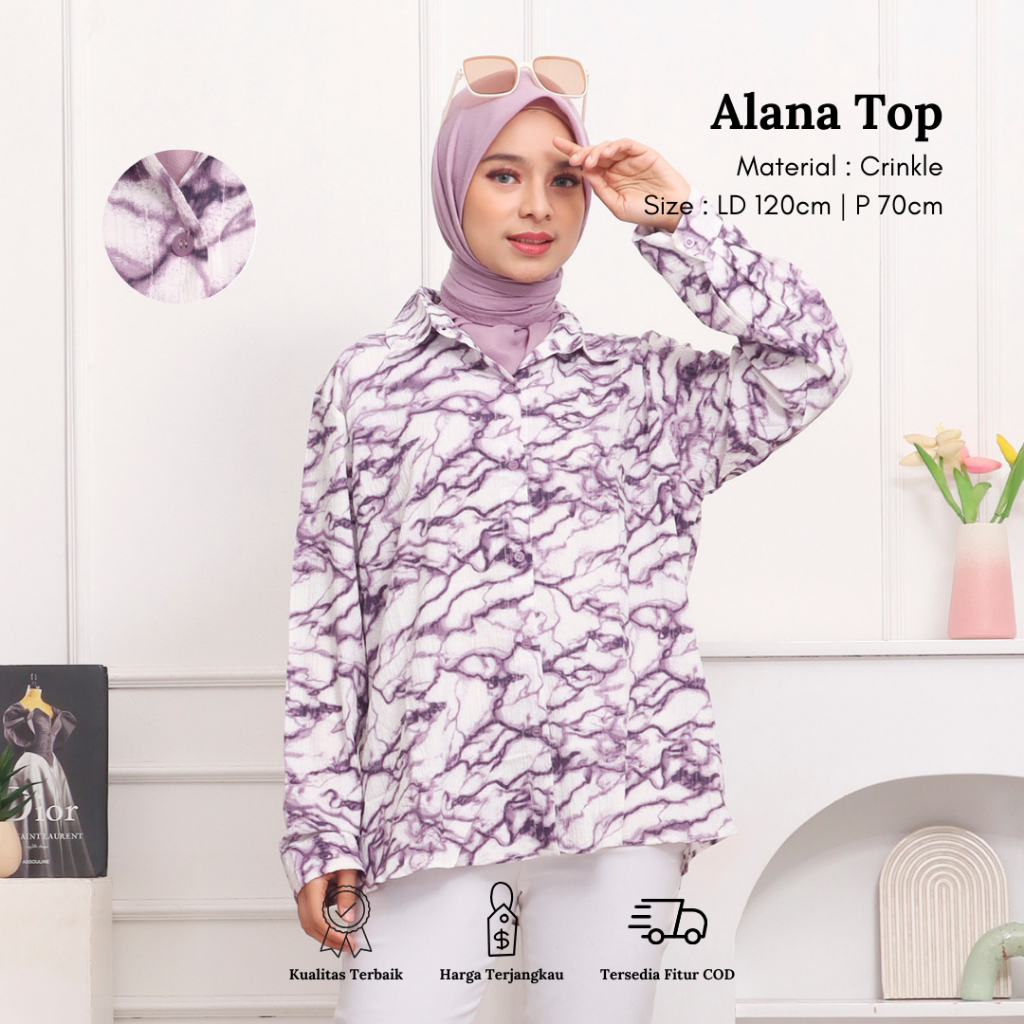 Wear Keyla - Alana Top Blouse (Pakaian Wanita Casual Crinkle Cringkle Baju Kerja Kringkel Fashion Bl