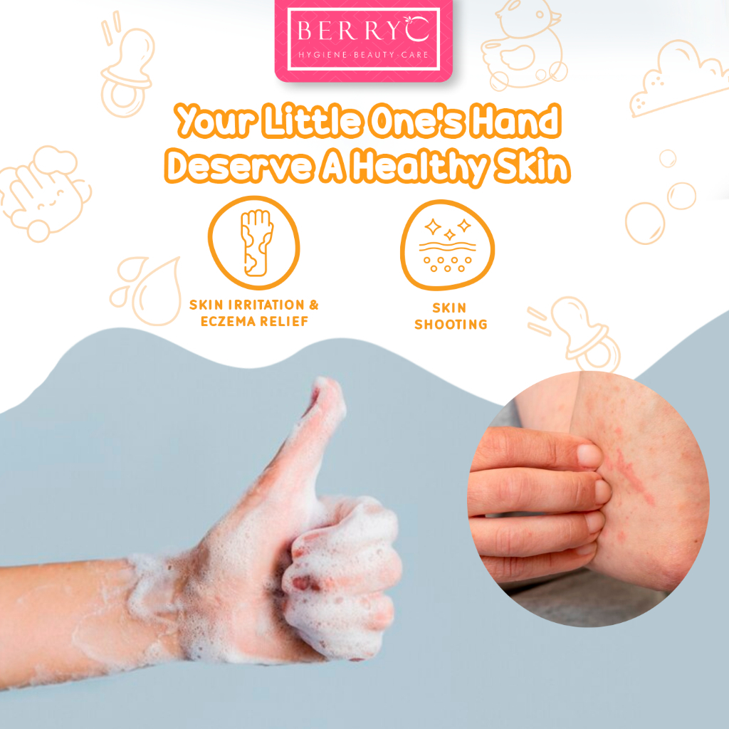 BerryC Skin Soothing Hand Wash 330gr Aman untuk Kulit Sensitif Eczema Sabun Cuci Tangan Lily Vanila eksim sensitive harum refill lembut premium malaysia impor bpom kemenkes aman anak bayi