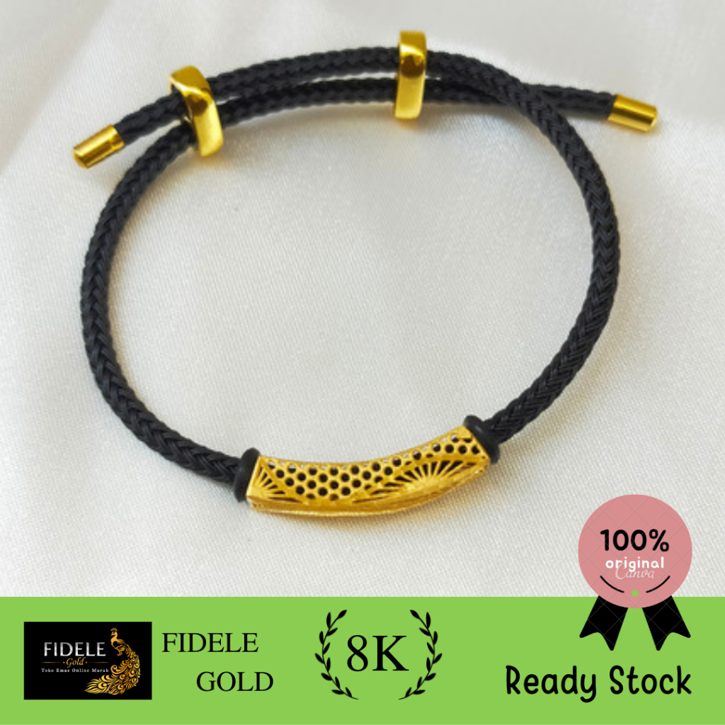 Gelang emas pipa bambu variasi emas asli hongkong CHARM EMAS KADAR MUDA 8K CHARM 375