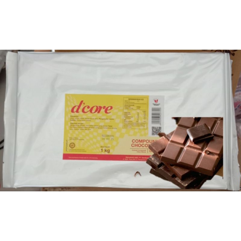 

d'core Drak Chocolate Compound 1kg - Coklat blok -Coklat Batang D'core