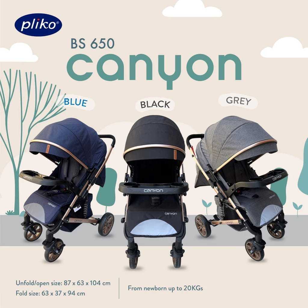 Stroller Lipat Pliko Canyon PK 650 Kereta Dorong Bayi Dua Arah