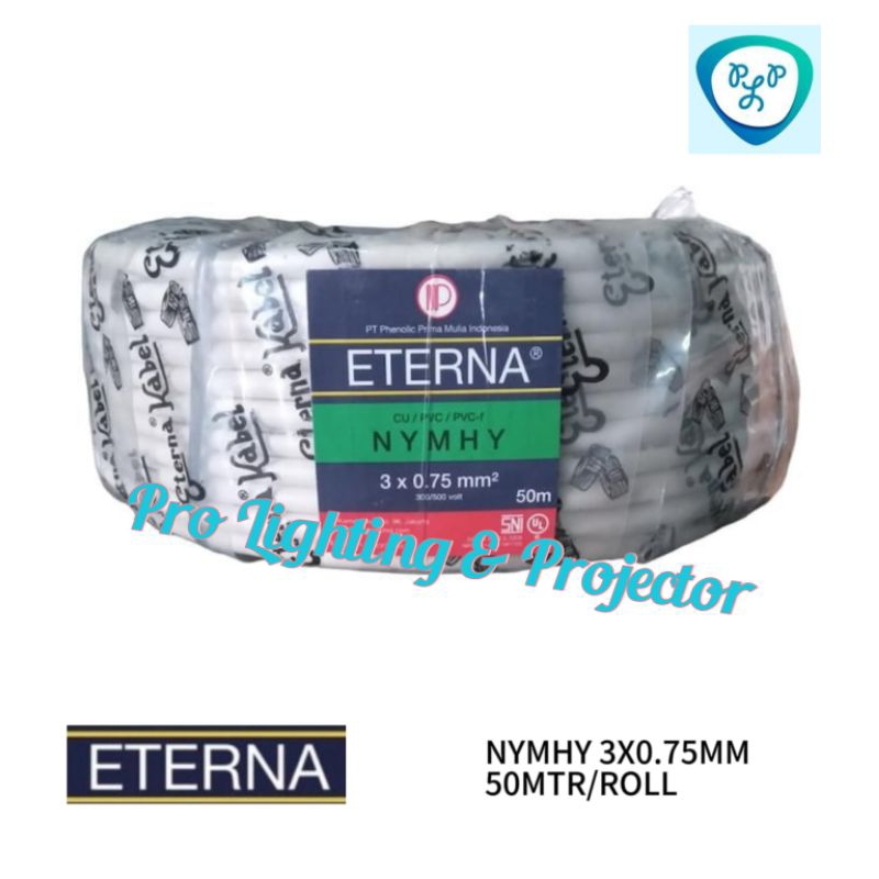 Kabel Eterna NYMHY 3X0.75 3X0,75 mm Rol 50 Meter