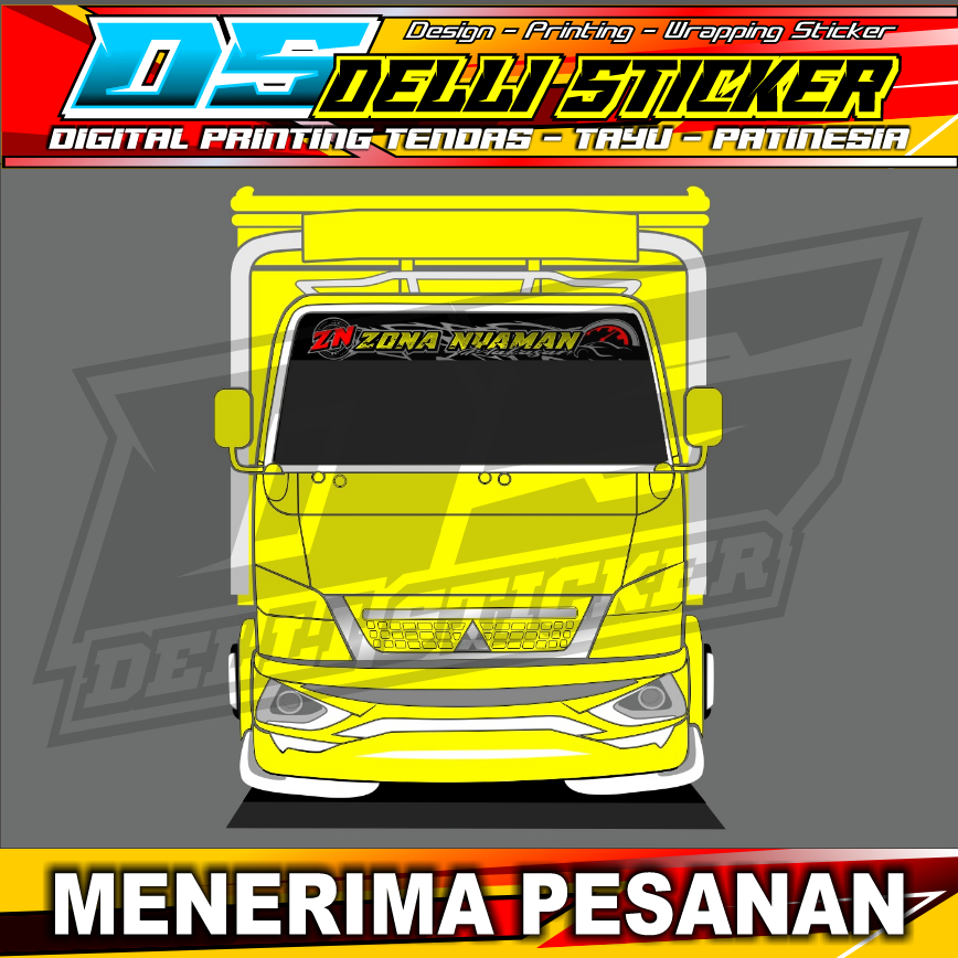 Stiker Printing Blok Kaca Depan Truk Canter - Zona Nyaman