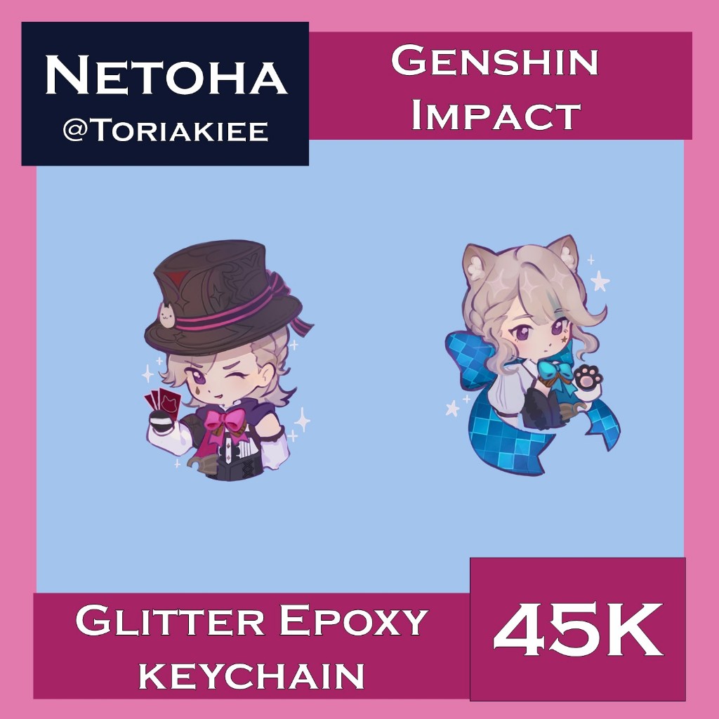 Glitter Epoxy Keychain Lyney Lynette (Gantungan Kunci Genshin Impact)