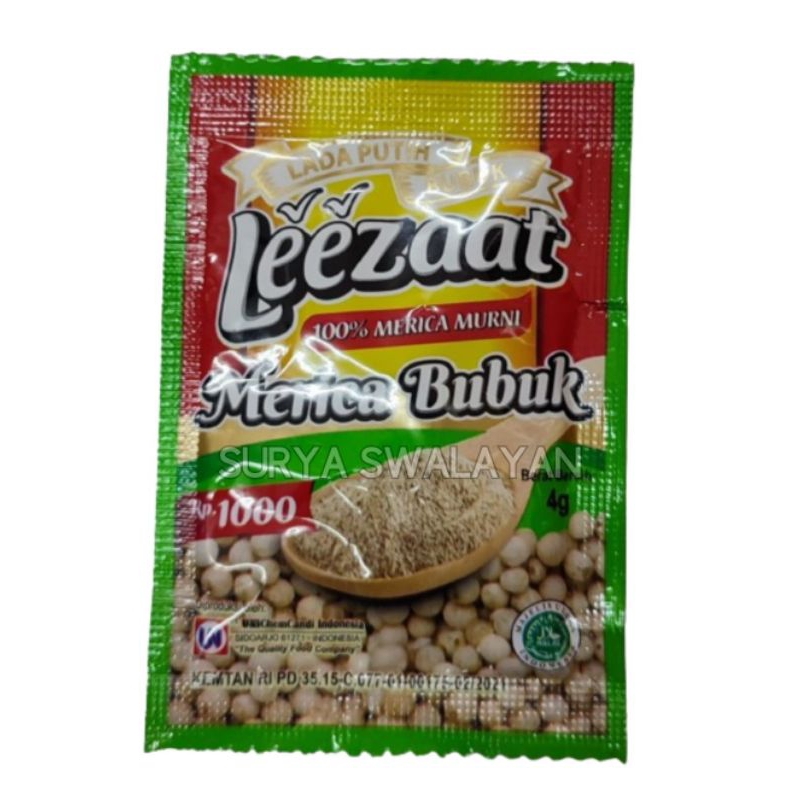 

Lada Putih Bubuk Lezat Bubuk isi 2 Sachet x 4 gr - Merica Bubuk