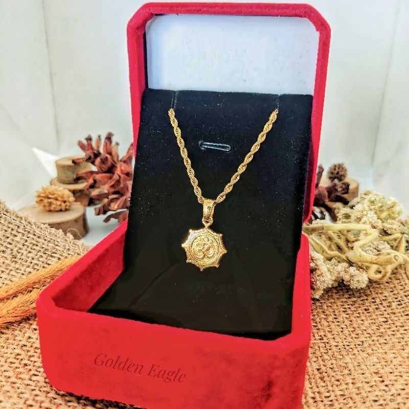 Kalung Liontin Omkara | Kalung Bahan Original Titanium | Liontin Bahan Kuningan | Kalung Anti Karat 