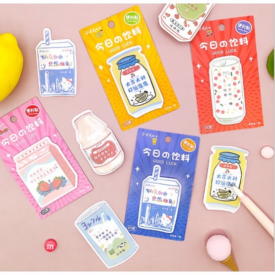 

Sticky Notes Korean Milk Juice / Notes Paper Lucu Motif Minuman Korea