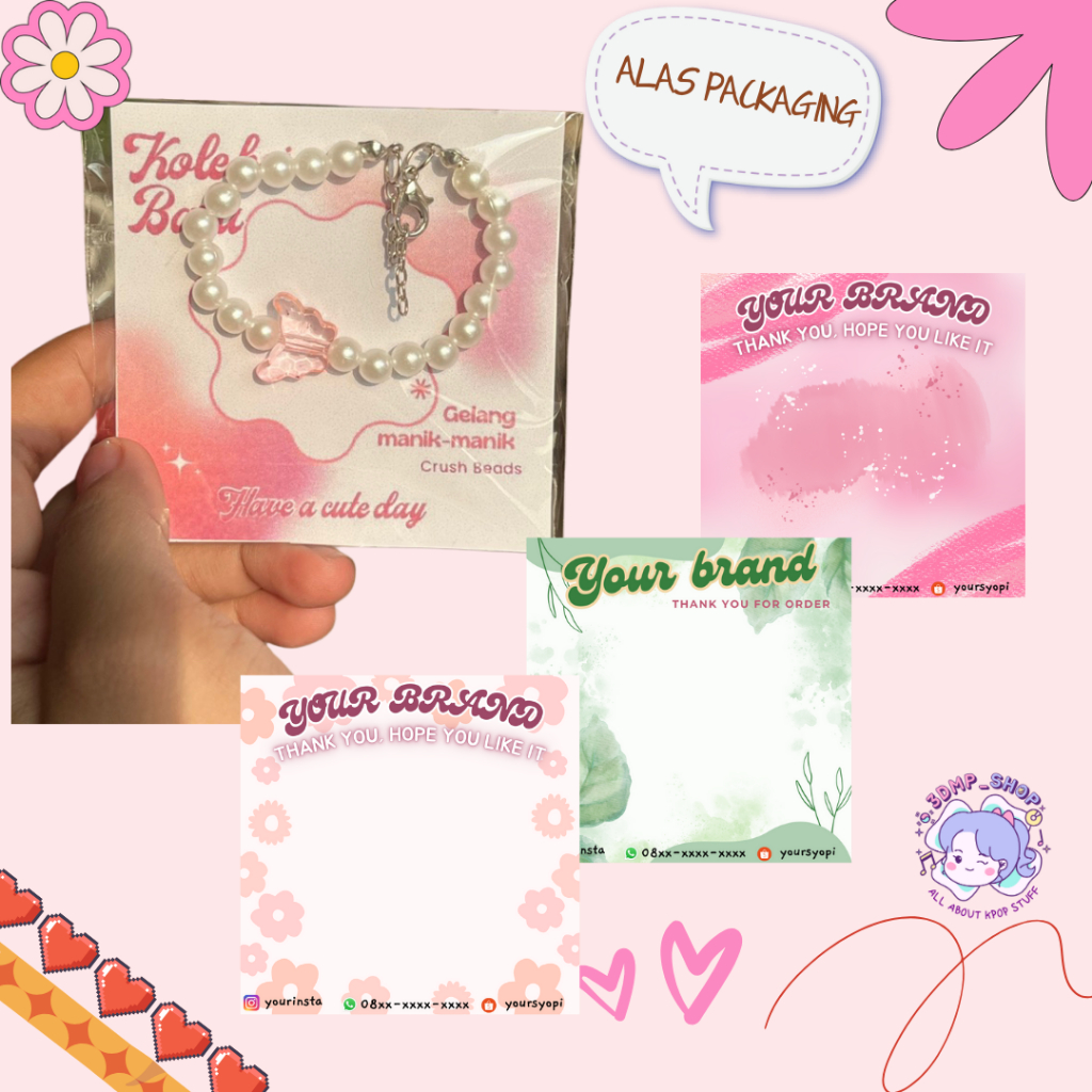 [ORDER SESUAI JUMLAH MINIMAL DAN KELIPATANNYA] ALAS PACKAGING KERTAS PACKING GELANG CINCIN AKSESORIS
